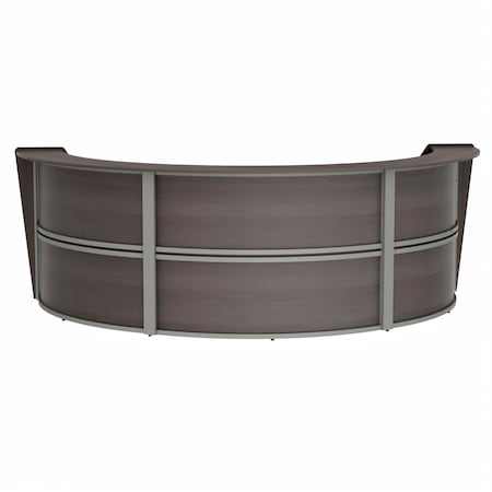 Linea Italia Reception Desk 71 in D X 46 in H, 11.9 ft W X Thermofused Laminate, Mocha ZUT297